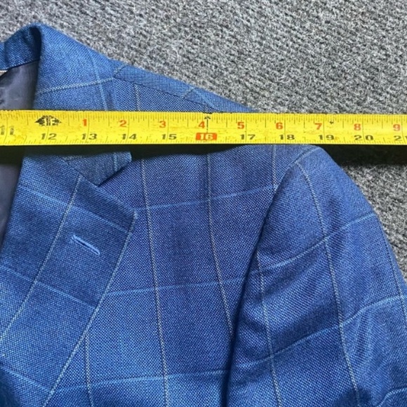 JACK VICTOR Mens 42 R Blue Plaid taly Wool Bamboo Blazer Sport Coat Suit Jacket - Picture 6 of 8